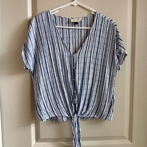 Universal Thread Blue and White Striped Blouse
